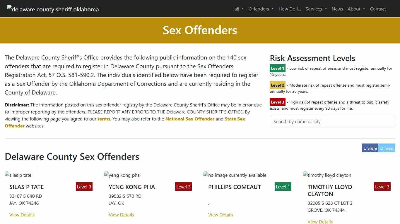 Sex Offenders Delaware County Sheriff's Office